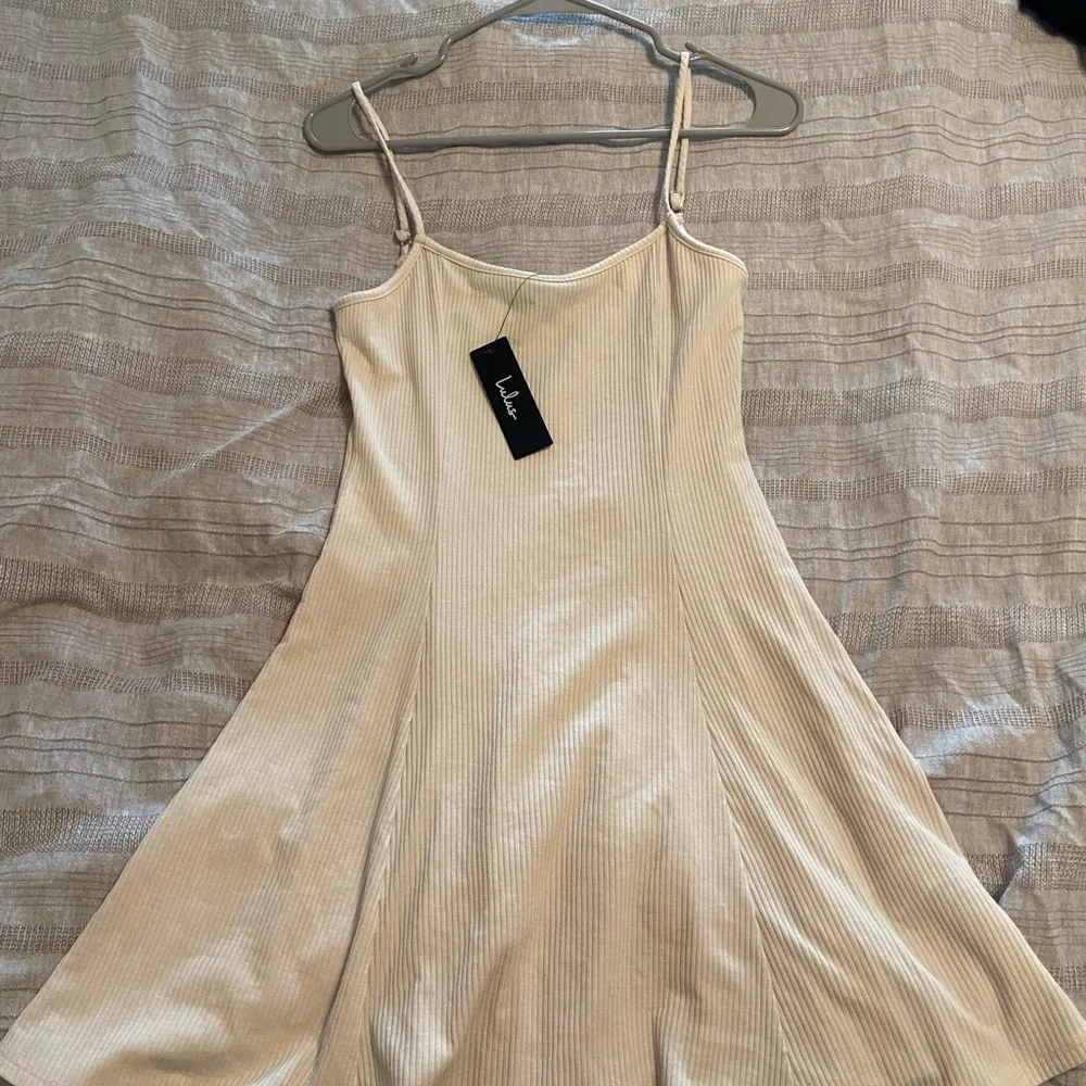 Lulu’s Flare For Life Cream Ribbed Knit Sleeveless Mini Dress - Picture 5 of 7